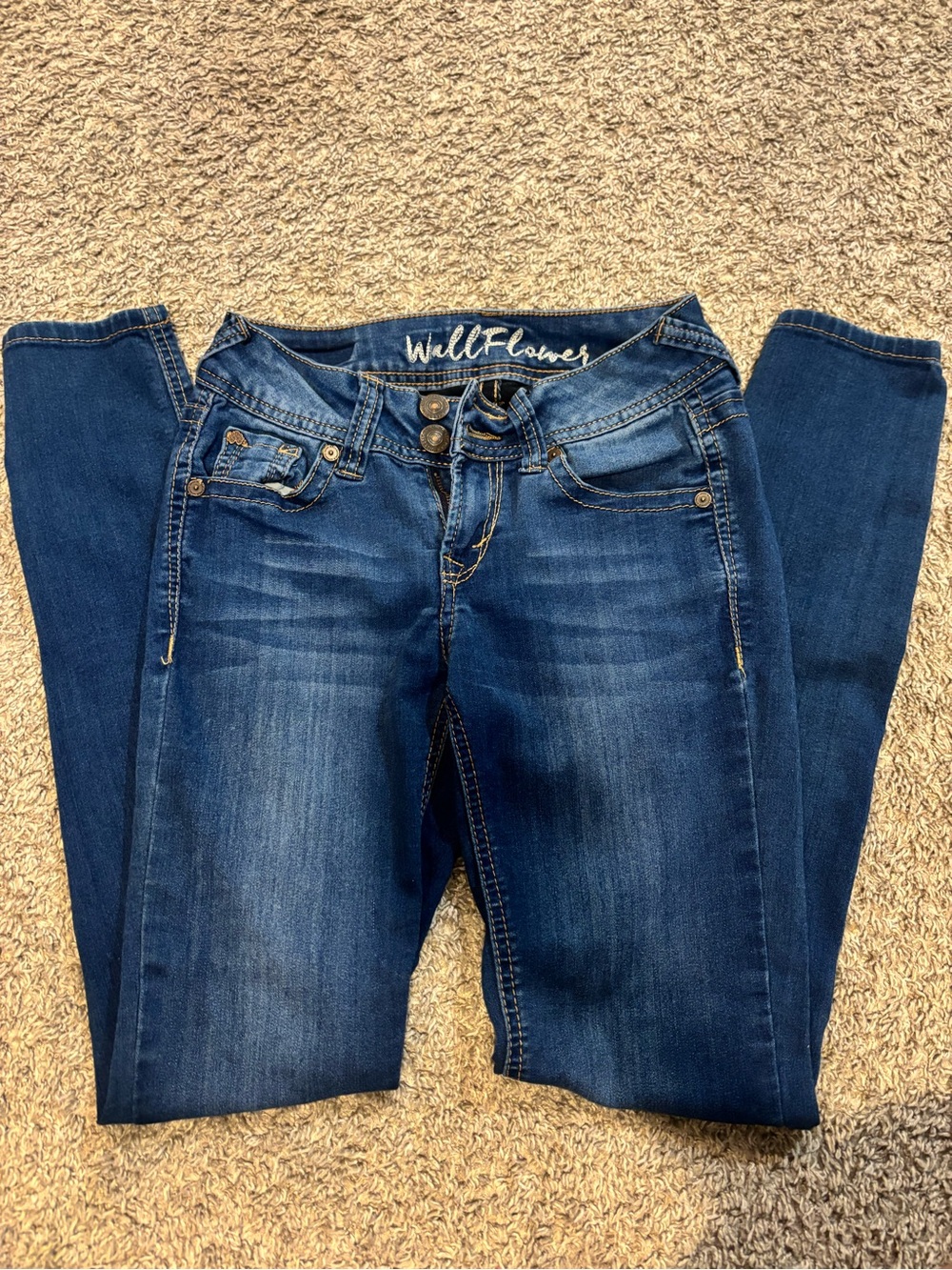 Wildflowers Women's Medium Blue Skinny Jeans with Subtle Whiskering